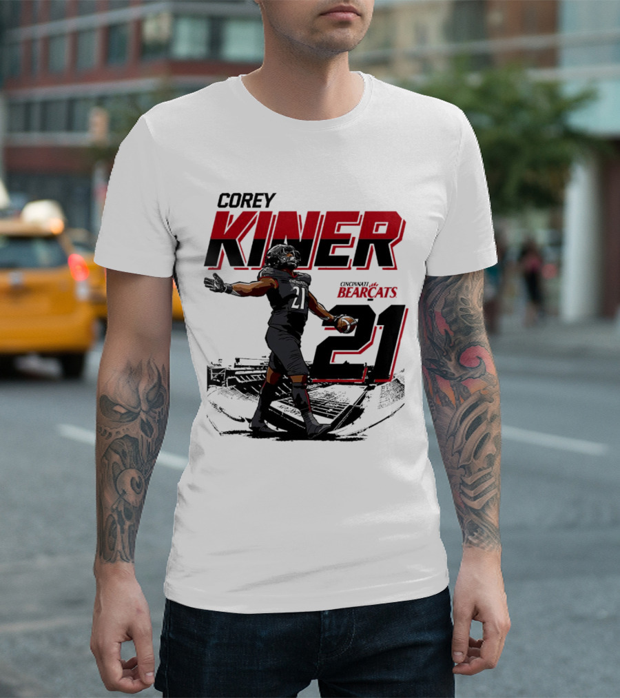 Corey Kiner 21 Cincinnati Bearcats Football Stadium T-Shirt