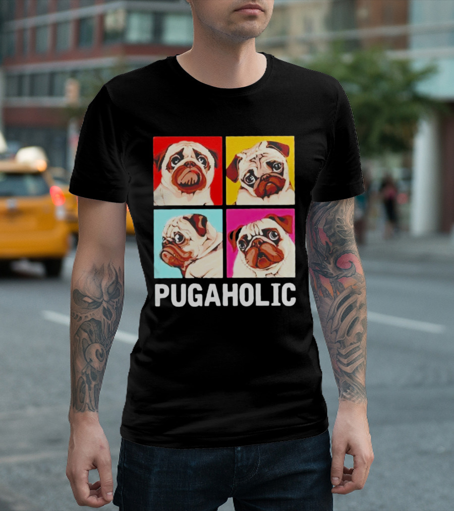 Pug Dog Pop Art Pugaholic T-Shirt