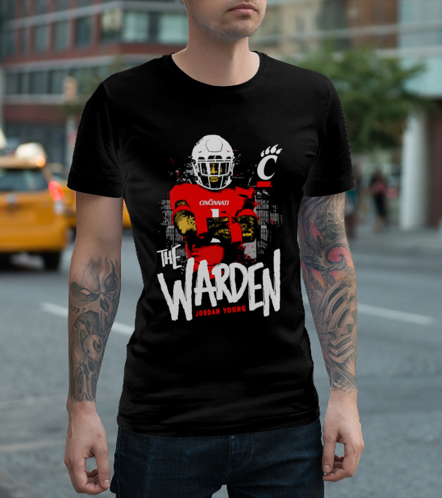 The Warden Jordan Young Cincinnati Bearcats Football Guardianship T-Shirt