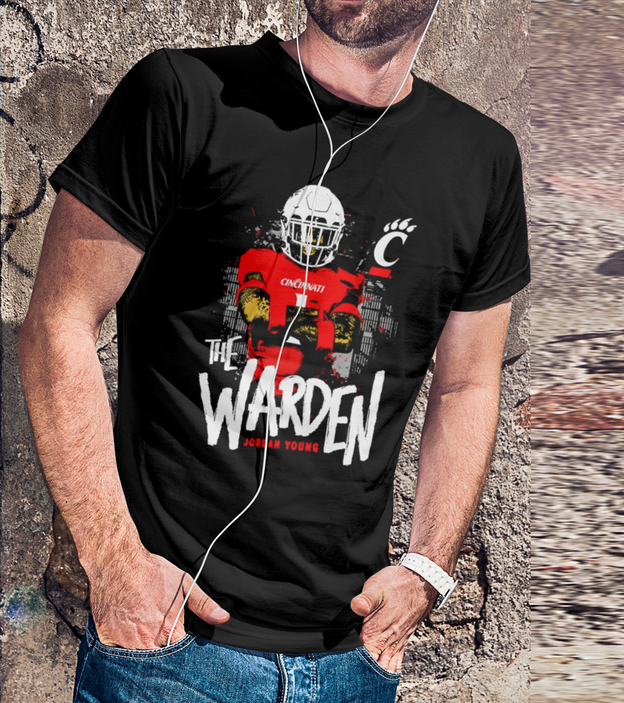 The Warden Jordan Young Cincinnati Bearcats Football Guardianship T-Shirt