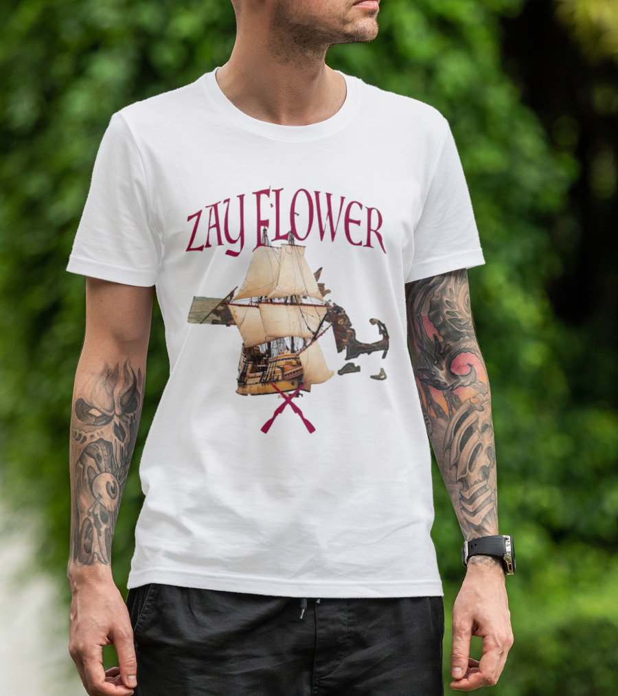 Zay Flower Sailing Ship With Crossed Oars T-Shirt
