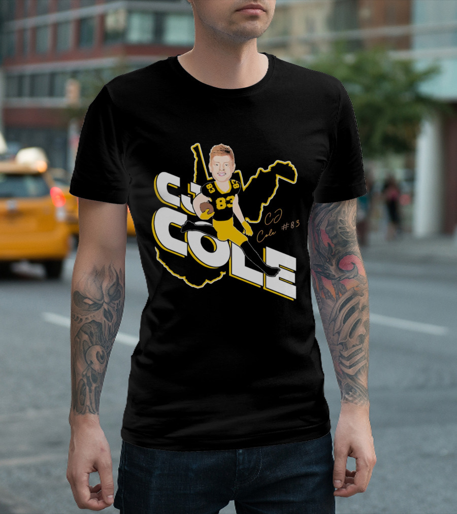 CJ Cole #83 West Virginia Football Player Caricature Signature T-Shirt
