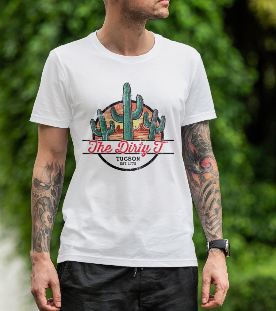 The Dirty T Tucson Est 1776 Sunset Cactus Scene T-Shirt