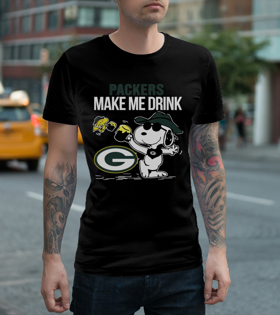 Packers Snoopy Make Me Drink Green Bay T-Shirt
