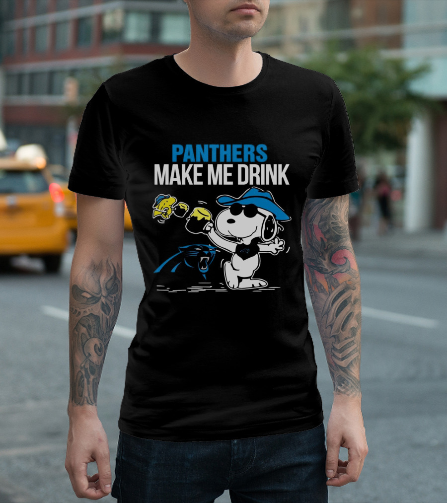Panthers Make Me Drink Snoopy Iconic Football Fun T-Shirt
