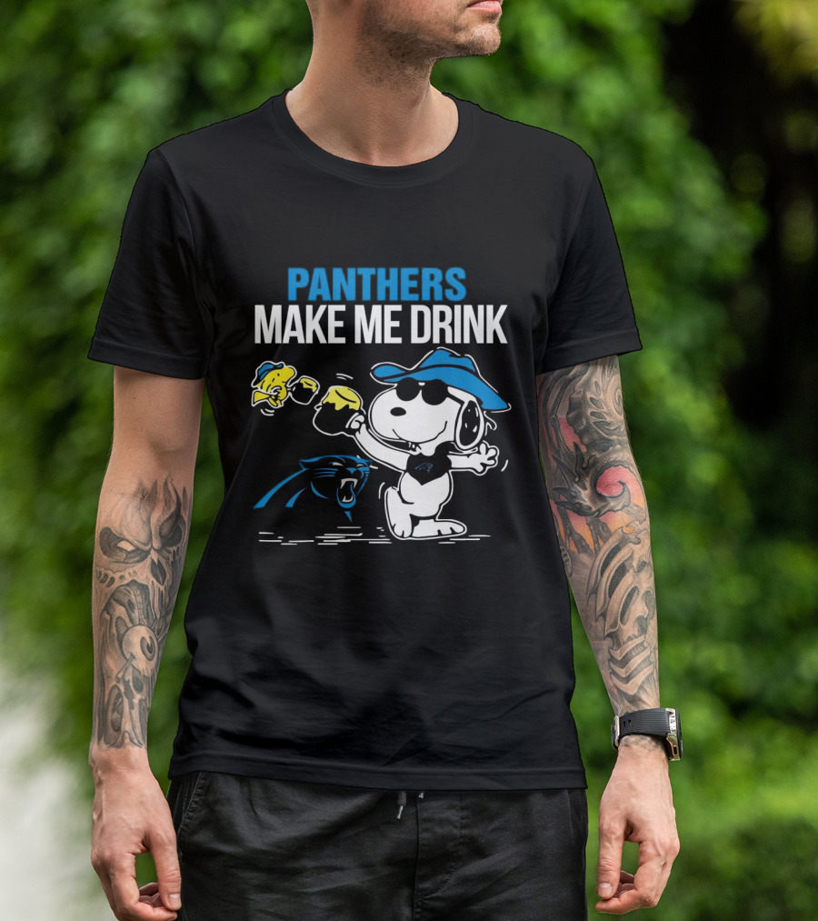 Panthers Make Me Drink Snoopy Iconic Football Fun T-Shirt