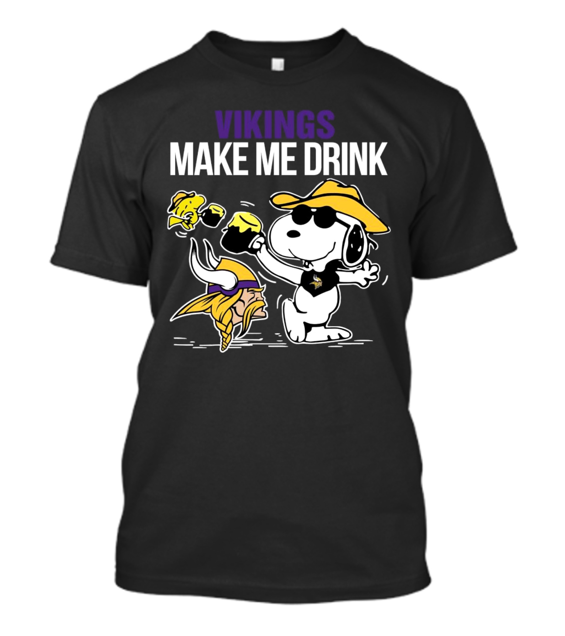 Vikings Snoopy Make Me Drink Fun T-Shirt