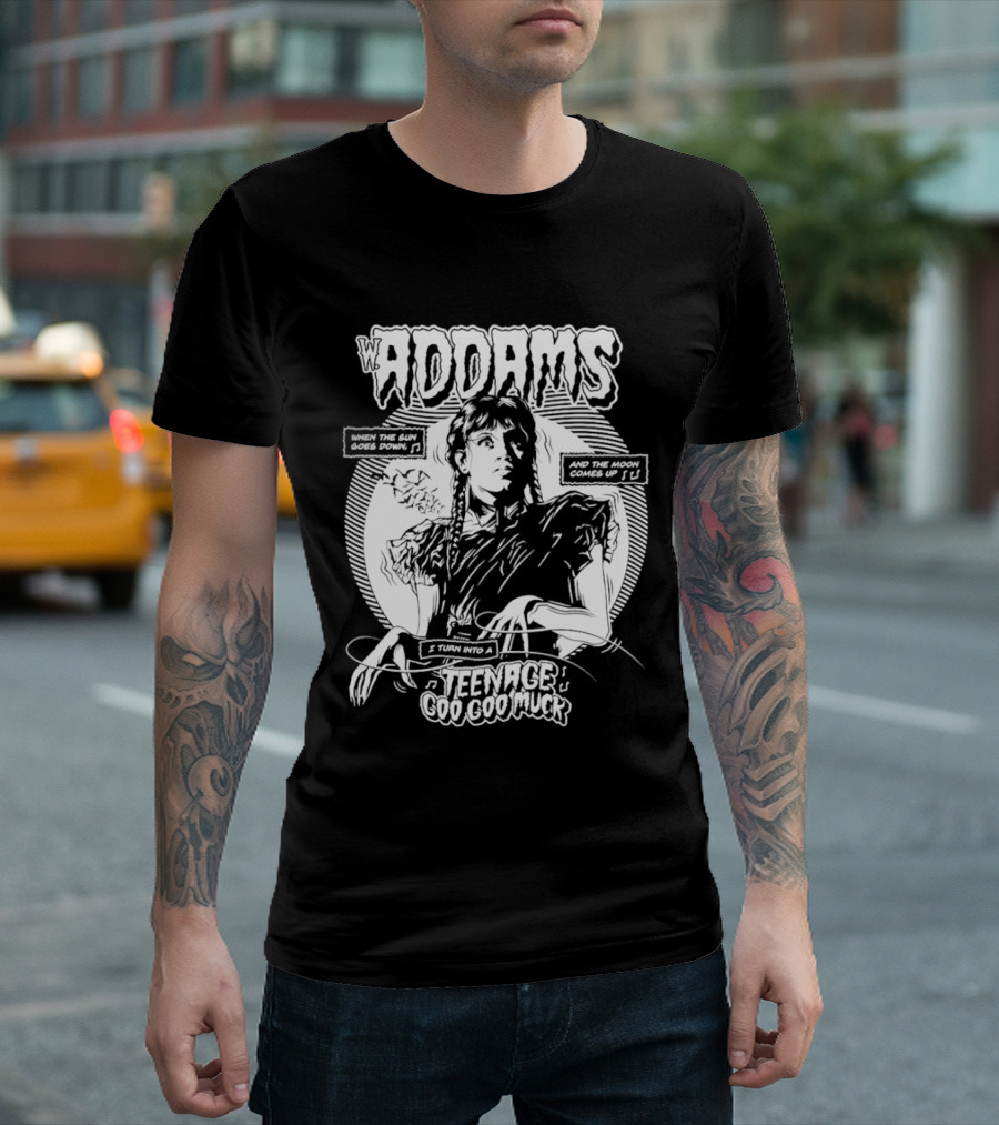 Wednesday Addams When the Sun Goes Down Teenage Goo Goo Muck T-Shirt