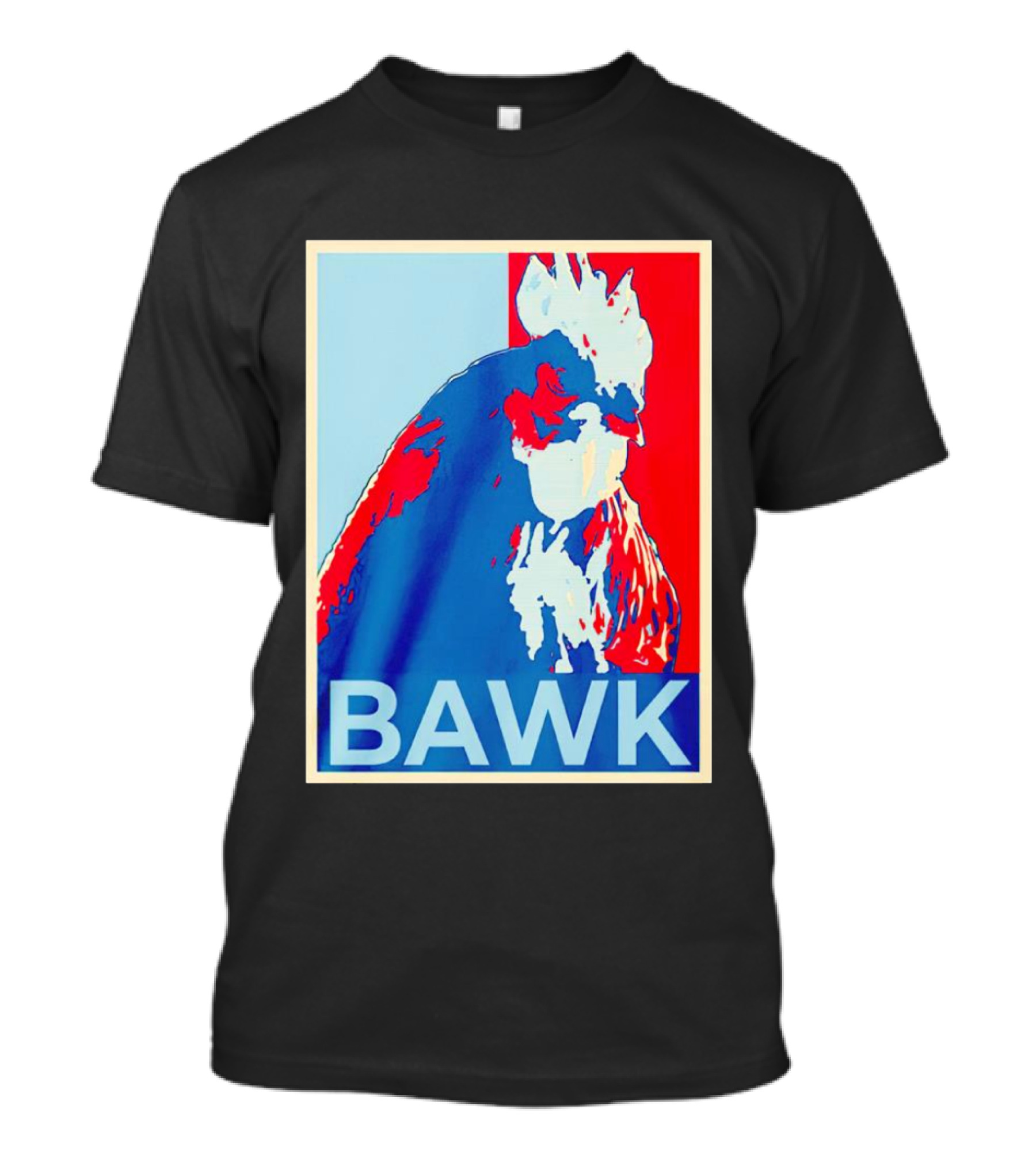 Bawk Chicken Vintage Rooster Pop Art Red Blue T-Shirt