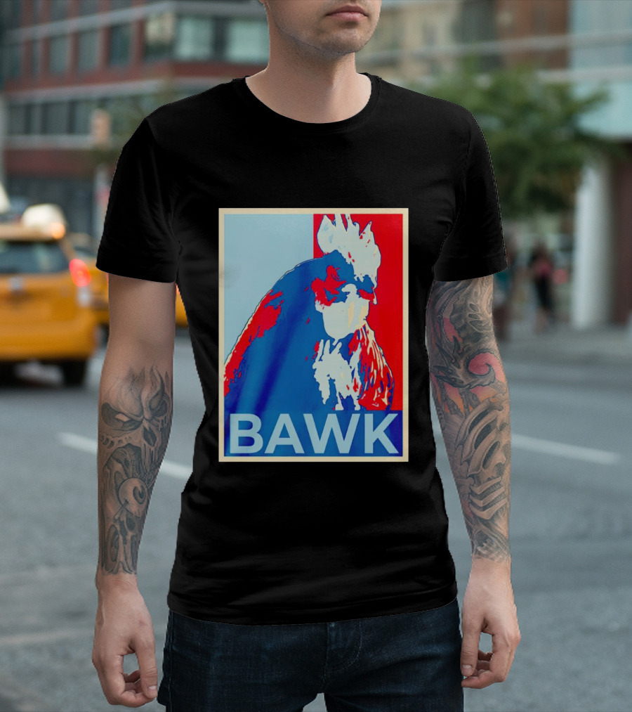 Bawk Chicken Vintage Rooster Pop Art Red Blue T-Shirt