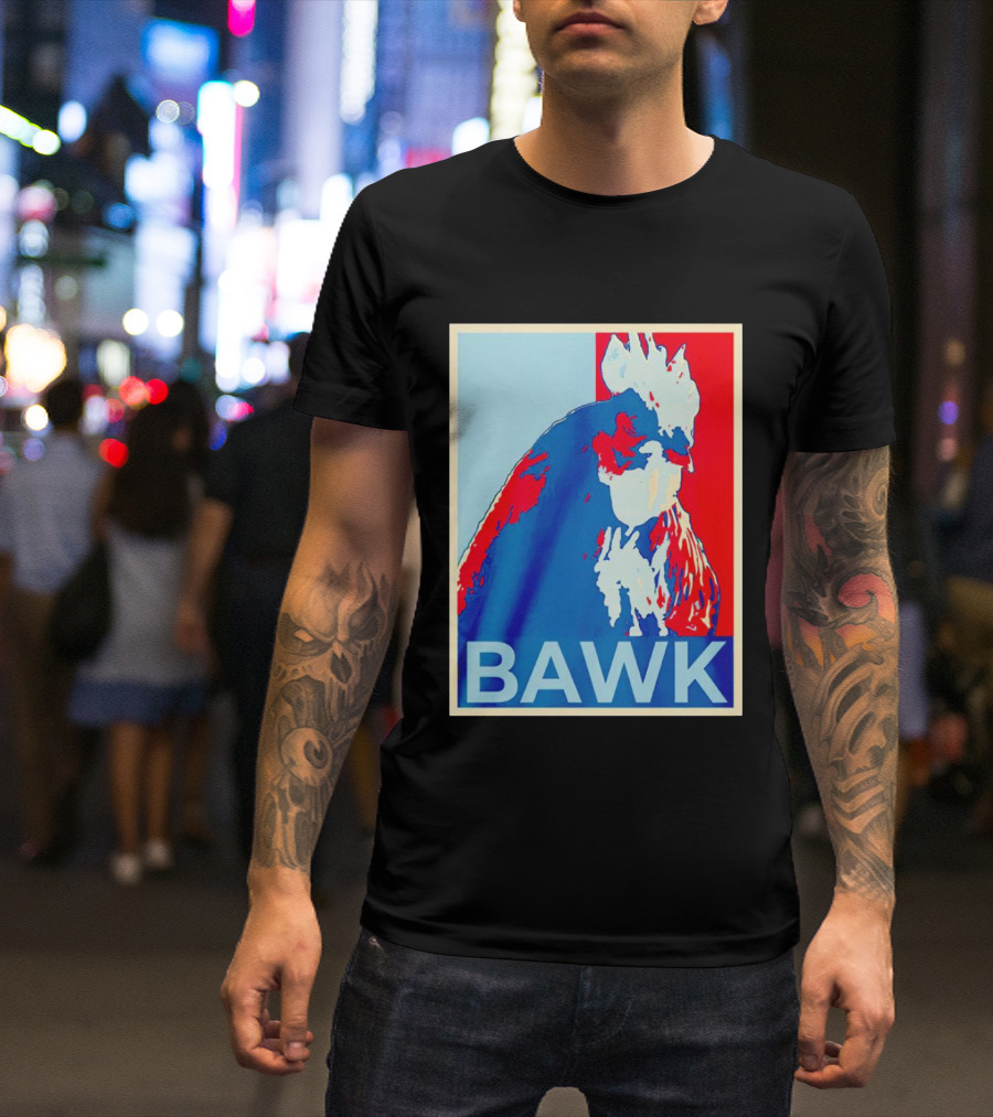 Bawk Chicken Vintage Rooster Pop Art Red Blue T-Shirt