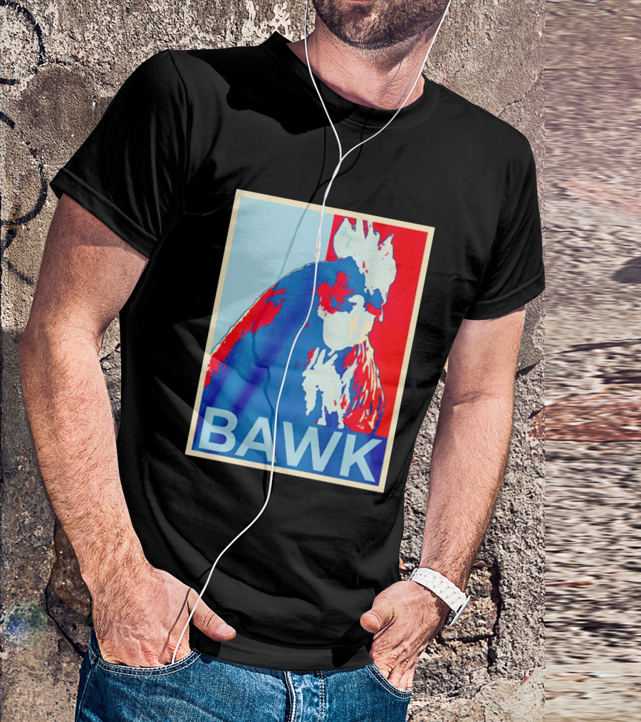 Bawk Chicken Vintage Rooster Pop Art Red Blue T-Shirt