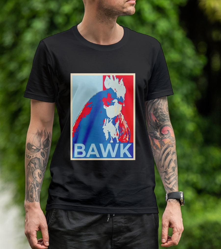 Bawk Chicken Vintage Rooster Pop Art Red Blue T-Shirt