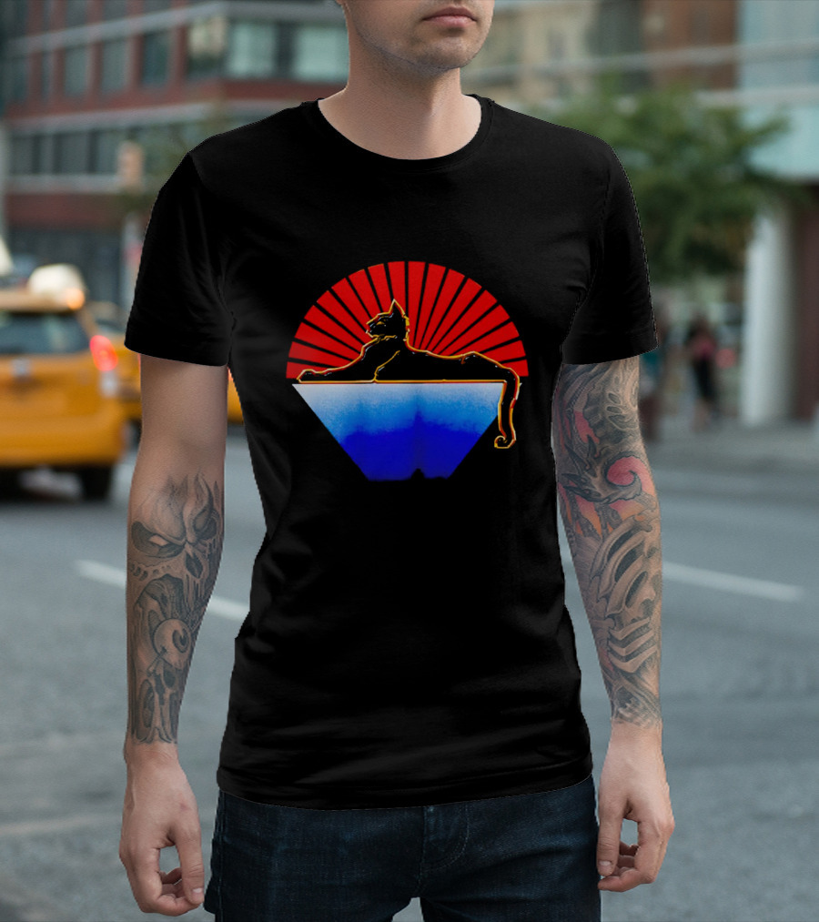 Cats Under The Stars Sphinx With Rising Sun And Tricolor Pyramid T-Shirt