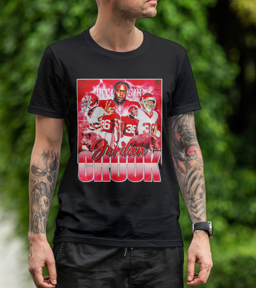 Jordan Crook Arkansas Razorbacks Football Vintage Collage T-Shirt