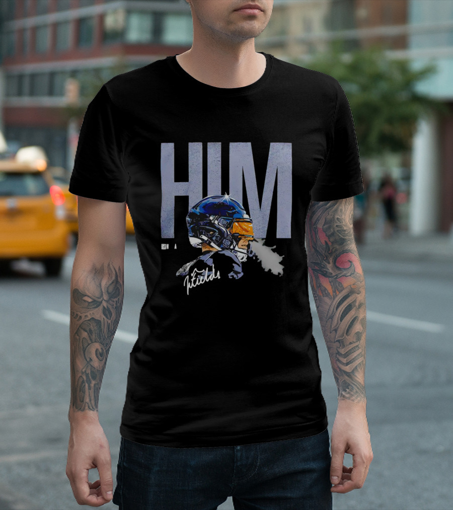 HIM Justin Fields Chicago Football Player Signature T-Shirt