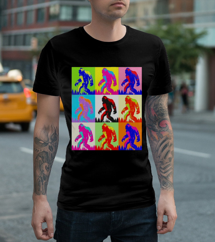 Retro Pop Art Bigfoot Sasquatch Collage T-Shirt