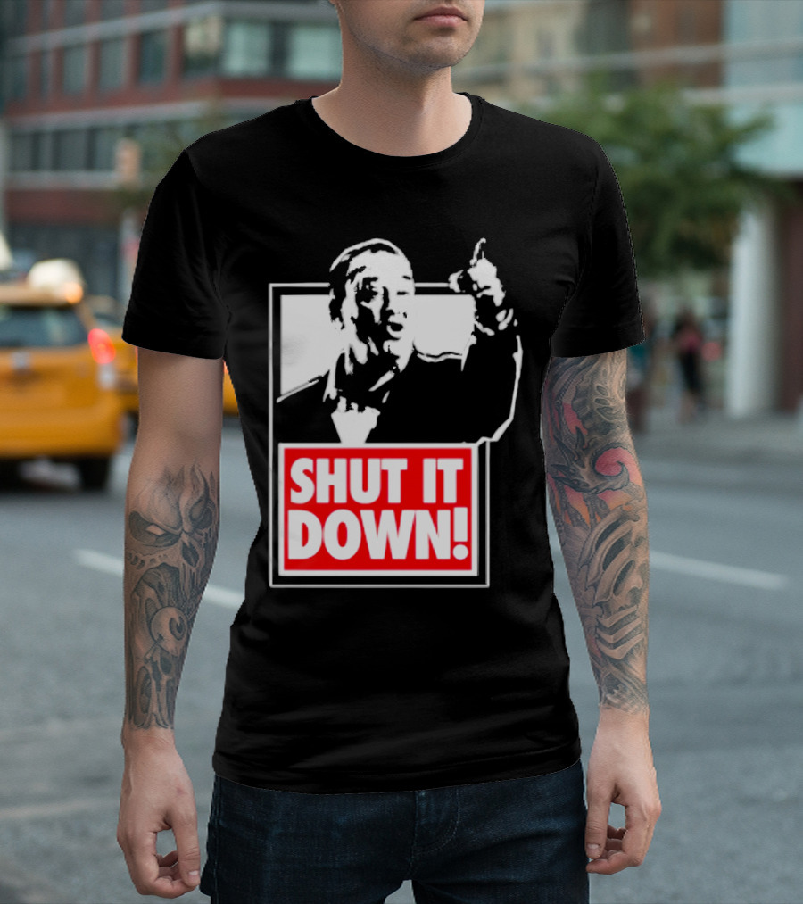 SHUT IT DOWN Meme Bold Red and White Iconic T-Shirt