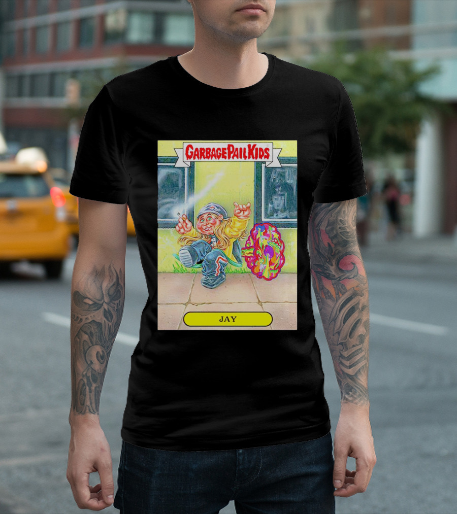 Garbage Pail Kids Jay Character Smoking Graffiti Parody Sticker T-Shirt