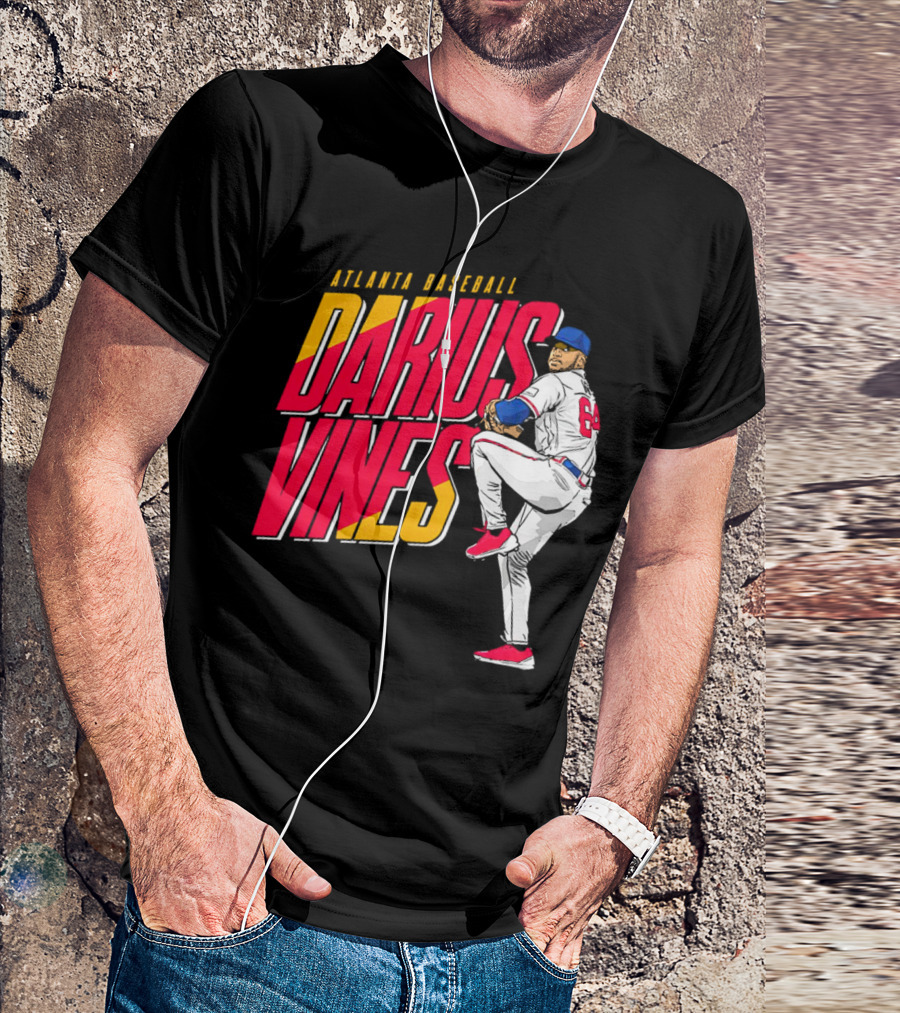 Atlanta Baseball Darius Vines 64 Pitching Action T-Shirt