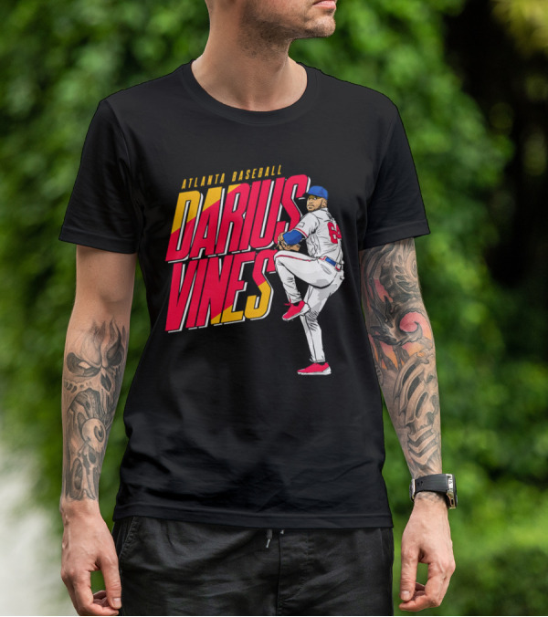 Atlanta Baseball Darius Vines 64 Pitching Action T-Shirt