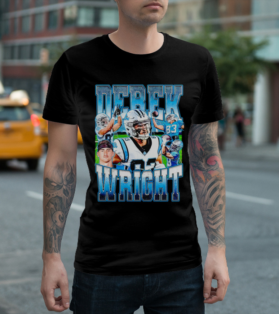 Derek Wright 83 Carolina Panthers Vintage Football T-Shirt
