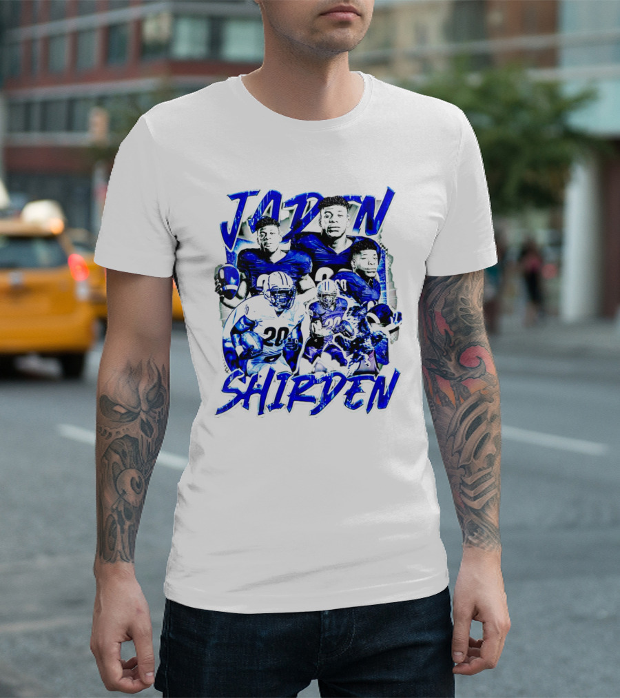 Jaden Shirden Monmouth Hawks Football Vintage Player Collage T-Shirt