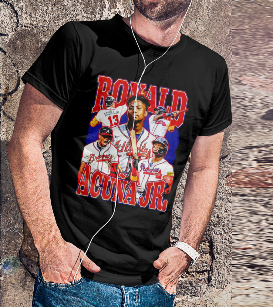 Ronald Acuña Jr Atlanta Braves Vintage Baseball Player Collage T-Shirt