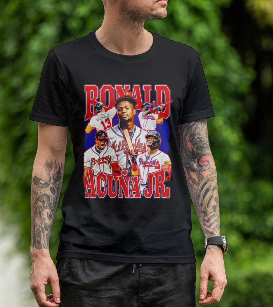 Ronald Acuña Jr Atlanta Braves Vintage Baseball Player Collage T-Shirt