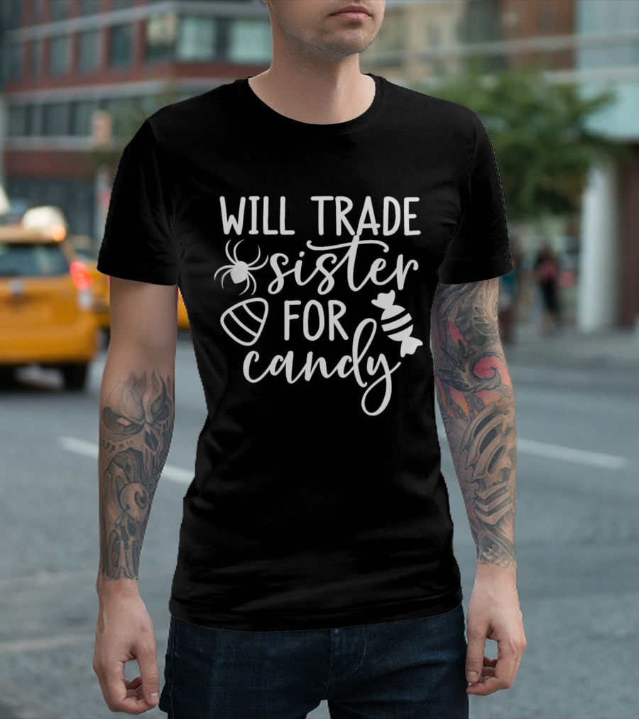Will Trade Sister for Candy Halloween Spider and Candy Icons T-Shirt