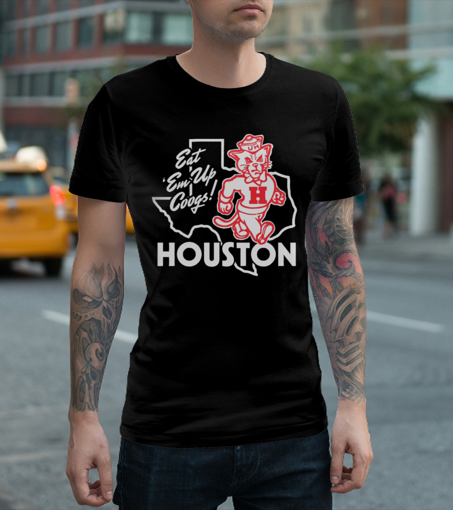 Houston Cougars Eat 'Em Up Coogs Texas State Mascot T-Shirt
