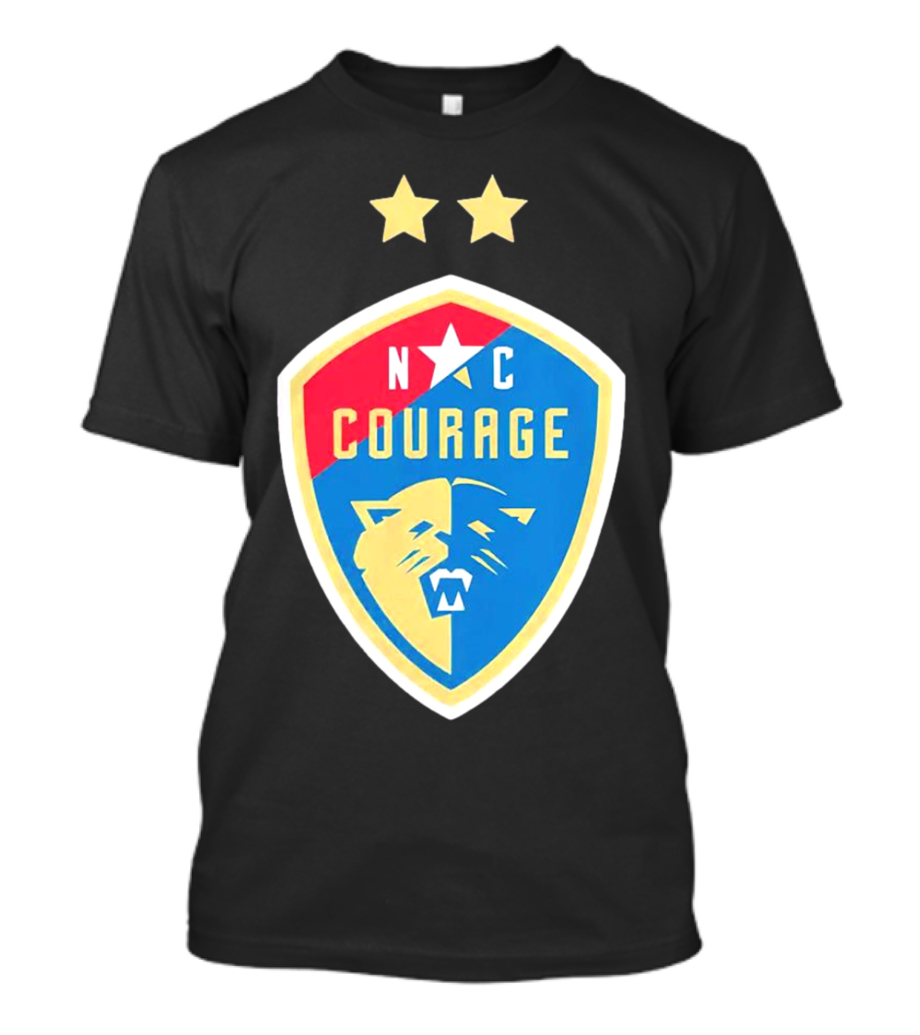 North Carolina Courage Shield N C Star And Lion Emblem Two Stars T-Shirt