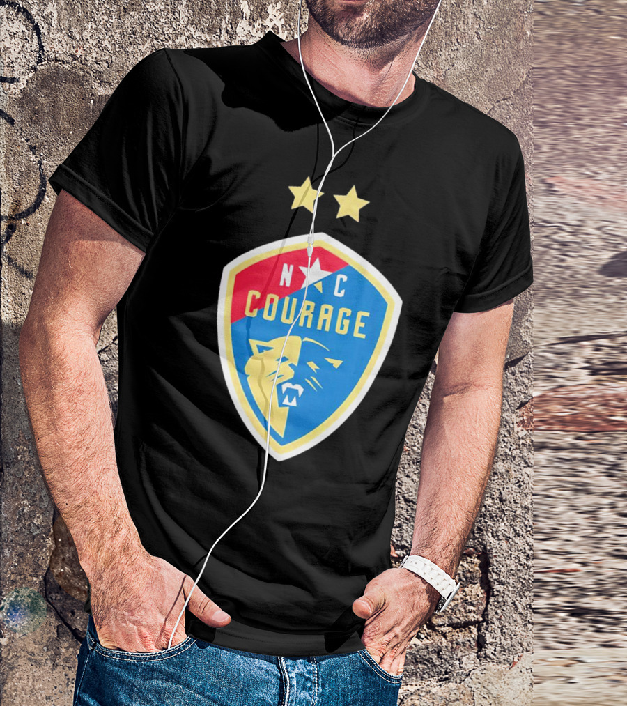 North Carolina Courage Shield N C Star And Lion Emblem Two Stars T-Shirt