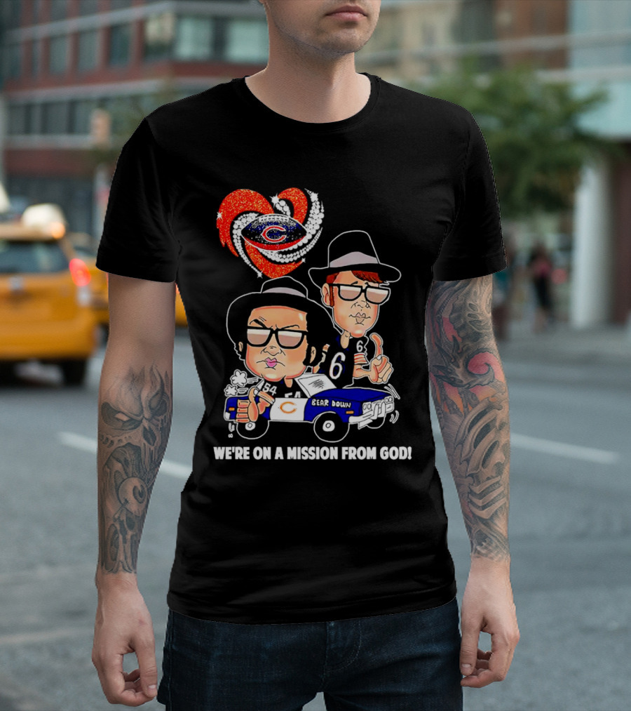 Chicago Bears We're on a Mission from God with Blues Brothers Theme T-Shirt