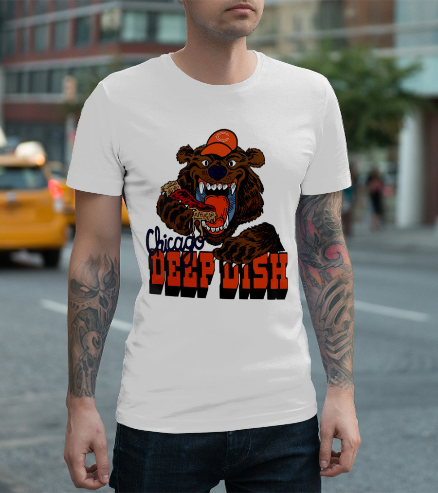 Chicago Bears Deep Dish Pizza Bear T-Shirt