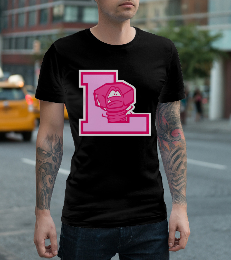 Lansing Lugnuts Pink L Logo Retro T-Shirt