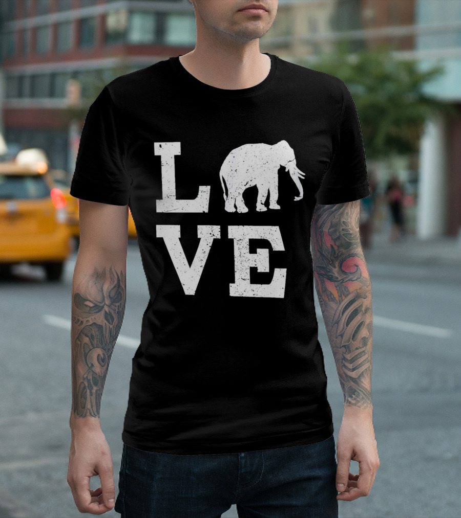 Love Elephant Vintage Style Animal T-Shirt