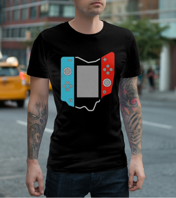 Ohio Gamepad Outline With Blue And Red Controller T-Shirt