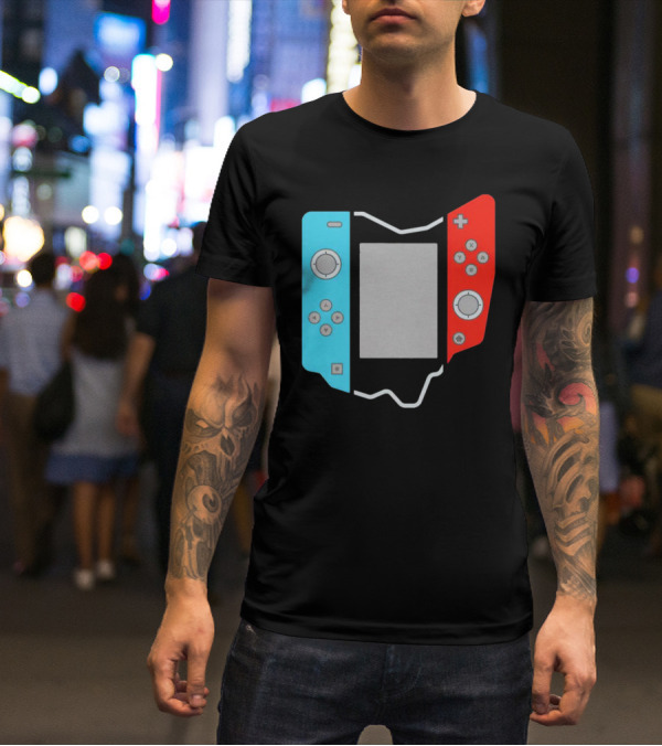 Ohio Gamepad Outline With Blue And Red Controller T-Shirt