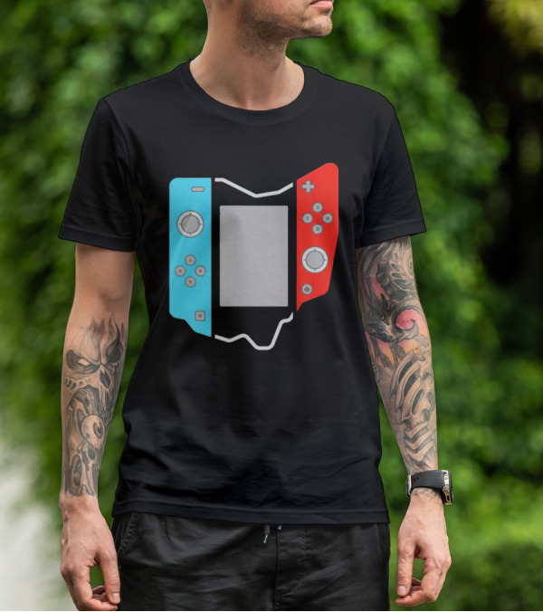 Ohio Gamepad Outline With Blue And Red Controller T-Shirt
