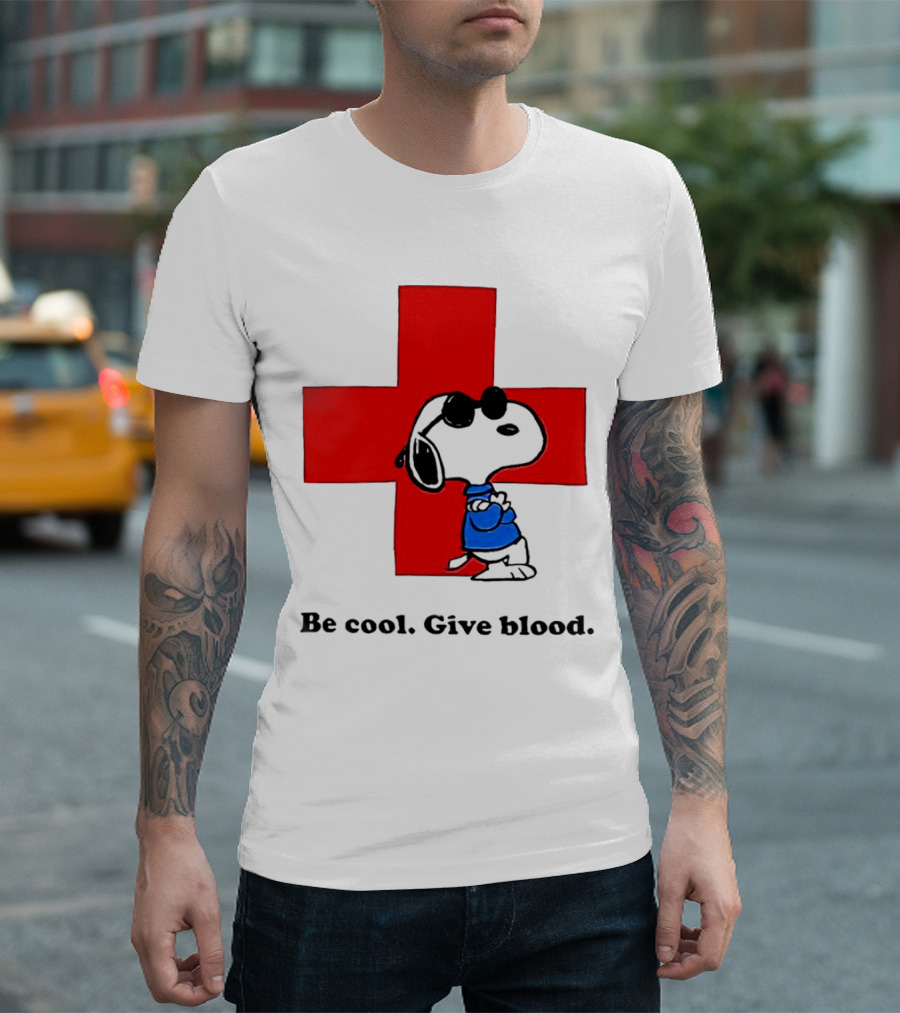 Snoopy Be Cool Give Blood Peanuts Red Cross T-Shirt