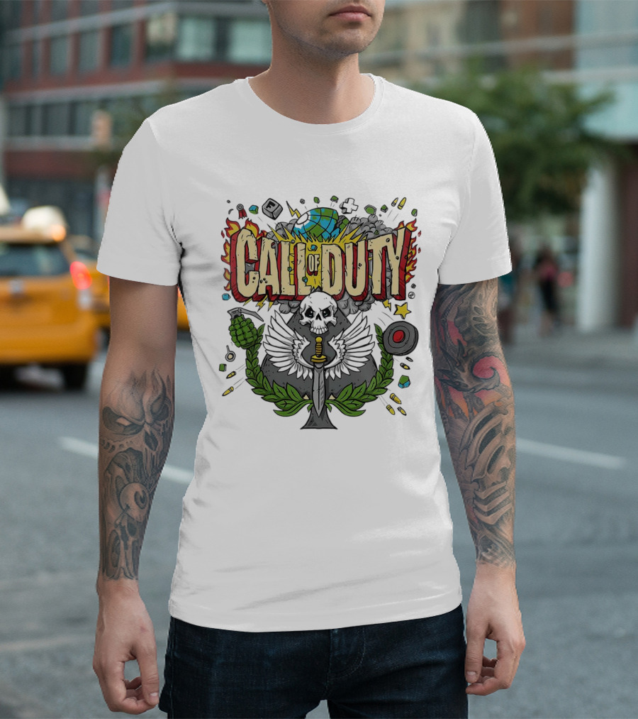 Call of Duty Skull Halloween Gaming Icon Elements T-Shirt