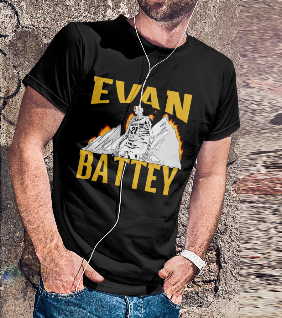 Evan Battey Colorado Buffaloes Basketball 21 Mountain Flames T-Shirt
