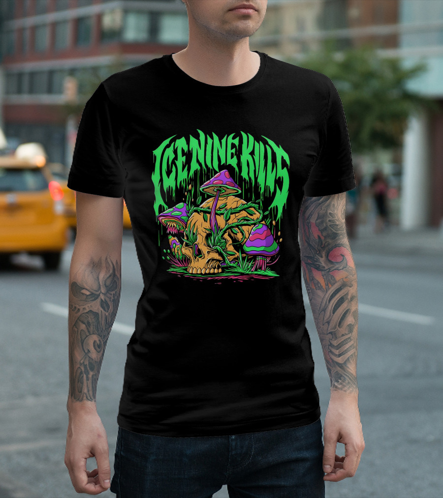 Ice Nine Kills Skull with Psychedelic Mushrooms T-Shirt