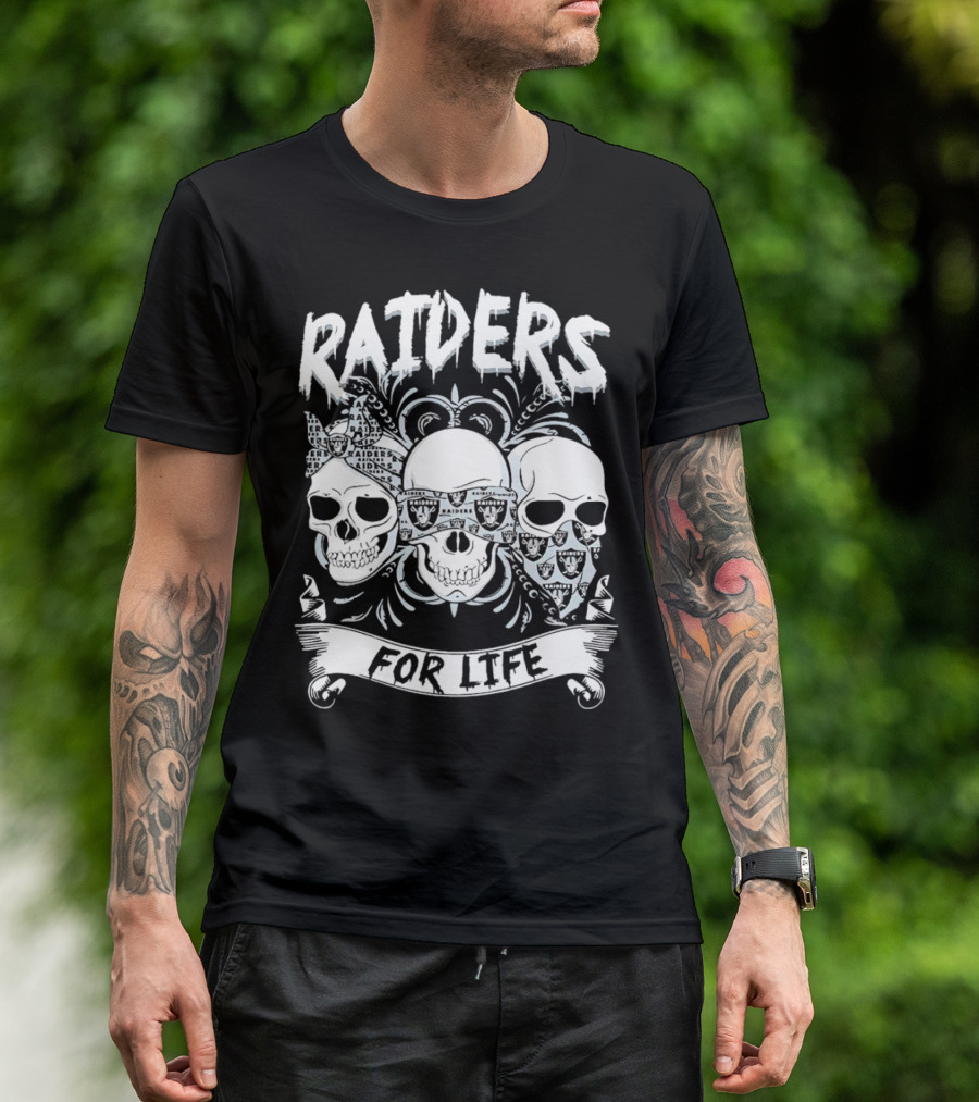 Raiders Skulls Bandana For Life T-Shirt