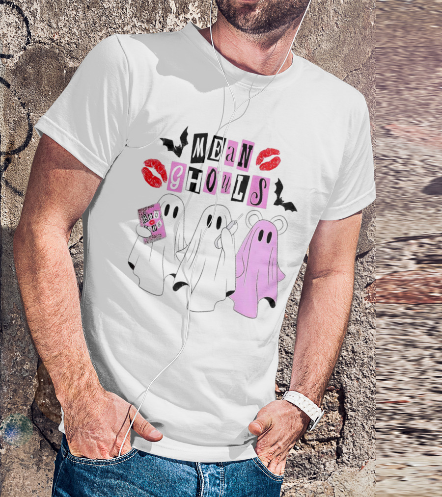 Mean Girls Mean Ghouls Halloween Boo Sheet Lipstick Bat Ghosts T-Shirt