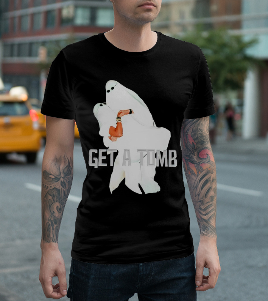 GET A TOMB Ghosts Carrying Figure Halloween Humor T-Shirt