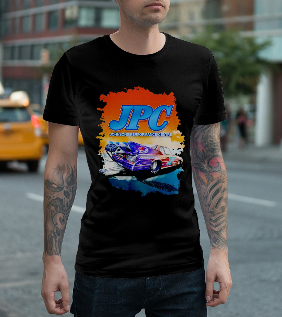 JPC Johnson’s Performance Centre Racing Car And Tire Marks T-Shirt