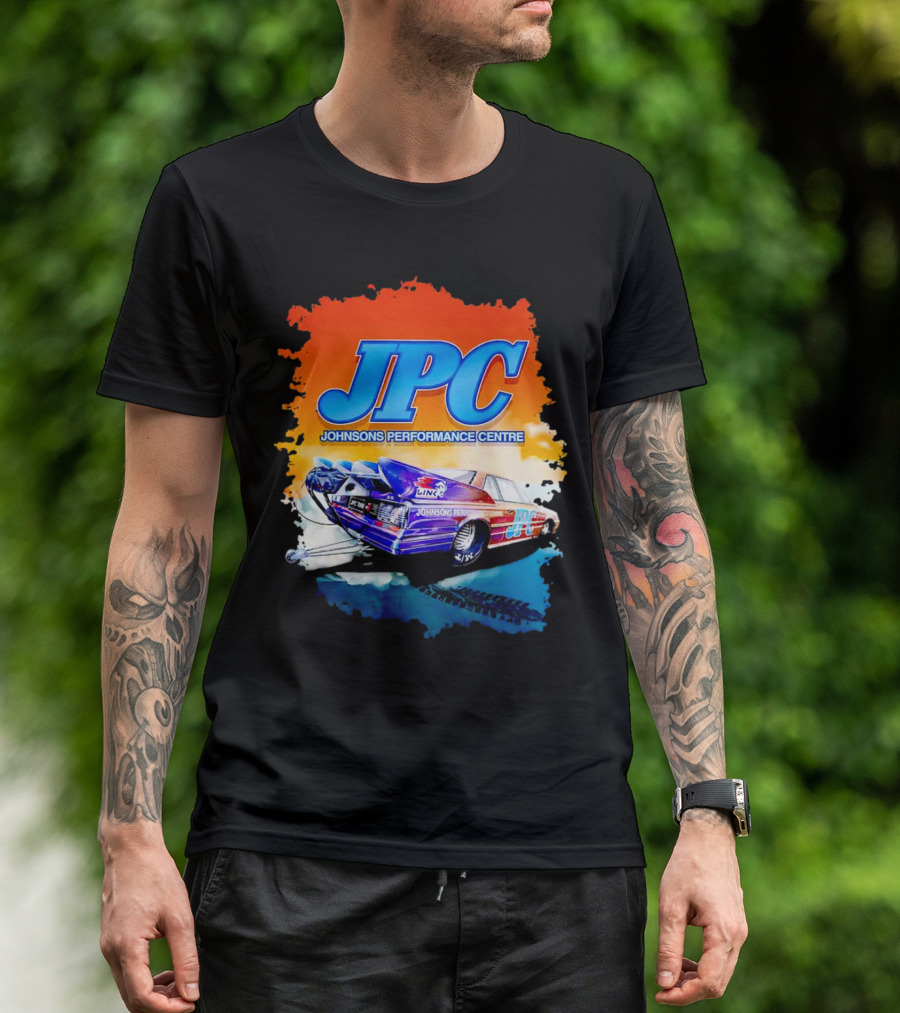 JPC Johnson’s Performance Centre Racing Car And Tire Marks T-Shirt