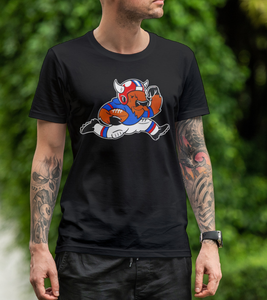 Running Buffalo Football Player In Blue And Red Helmet Monopolizing Wins T-Shirt